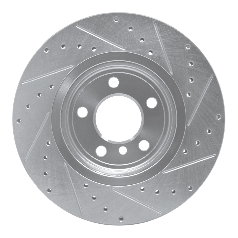 BMW X3 Brake Rotor (1) - Front Left - R1 Concepts - Drilled & Slotted - Silver - `04-`10